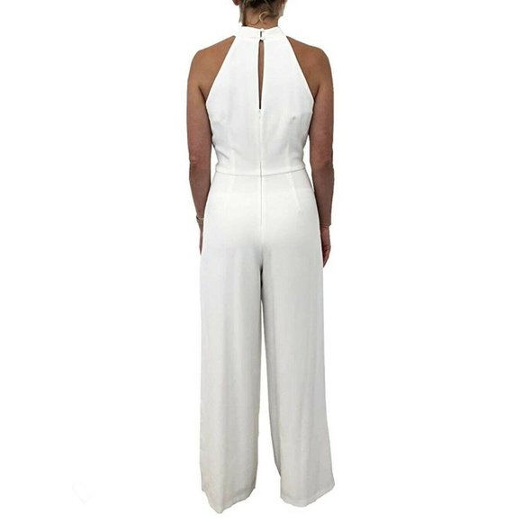 SOLD JULIA JORDAN Halter Wide Leg Jumpsuit Romper Sleeveless Ivory 10 NEW - Picture 4 of 10